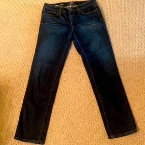 Cropped straight leg jeans.